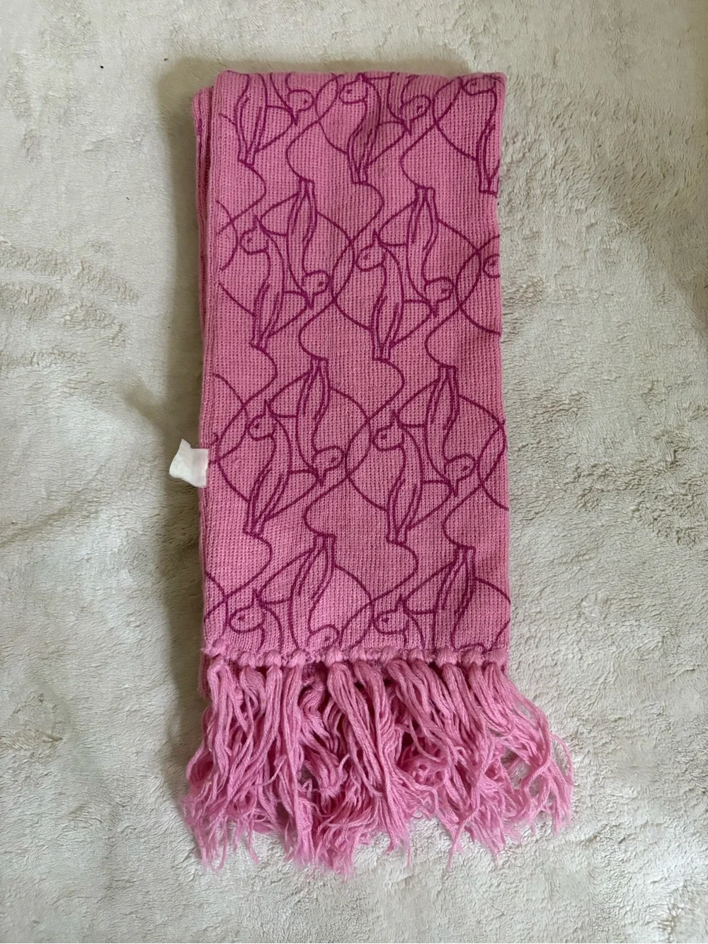 Vintage Baby Phat Pink Monogram Knit Fringe Scarf Y2K 2000s Logo
